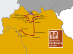 Kaart met de Vakwerkroute in Franken