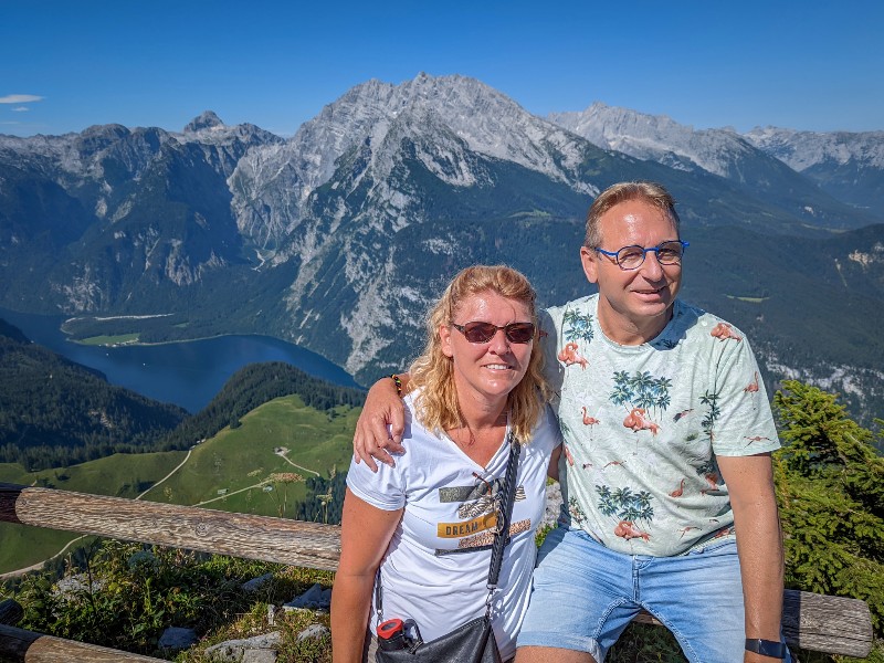 Het uitzicht vanaf de Jenner Bergalm tijdens onze route door en langs de Duitse Alpen