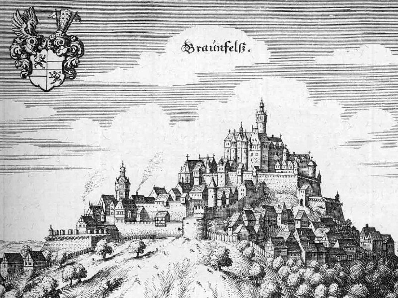 Pentekening uit 1655 van Braunfels (bron: Wikimedia)