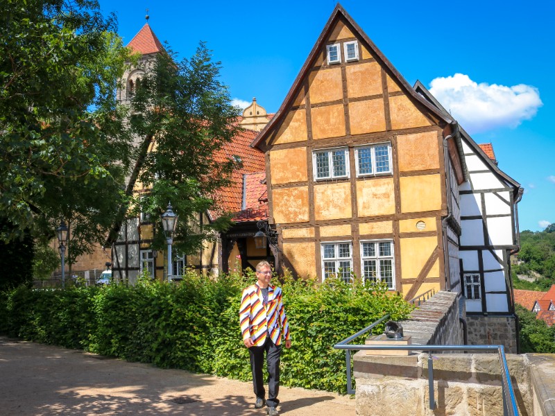 Patrick op de Schlossberg van Quedlinburg