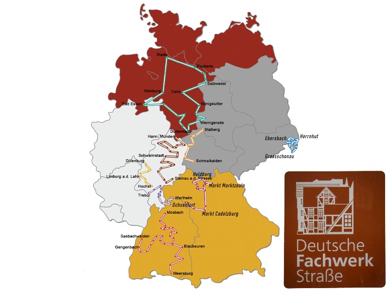 Kaart van de Duitse vakwerkroute
